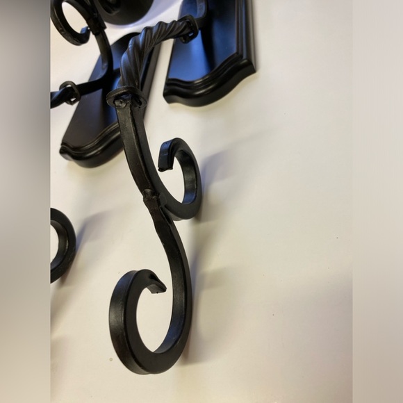 Black Metal Wood Wall Sconces Candle Set of Two Pair Wall Hanging  Spiral - Picture 6 of 12